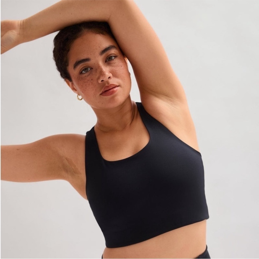 Girlfriend Collective Black Racerback Longline Sports Bra - Picture 3 of 13